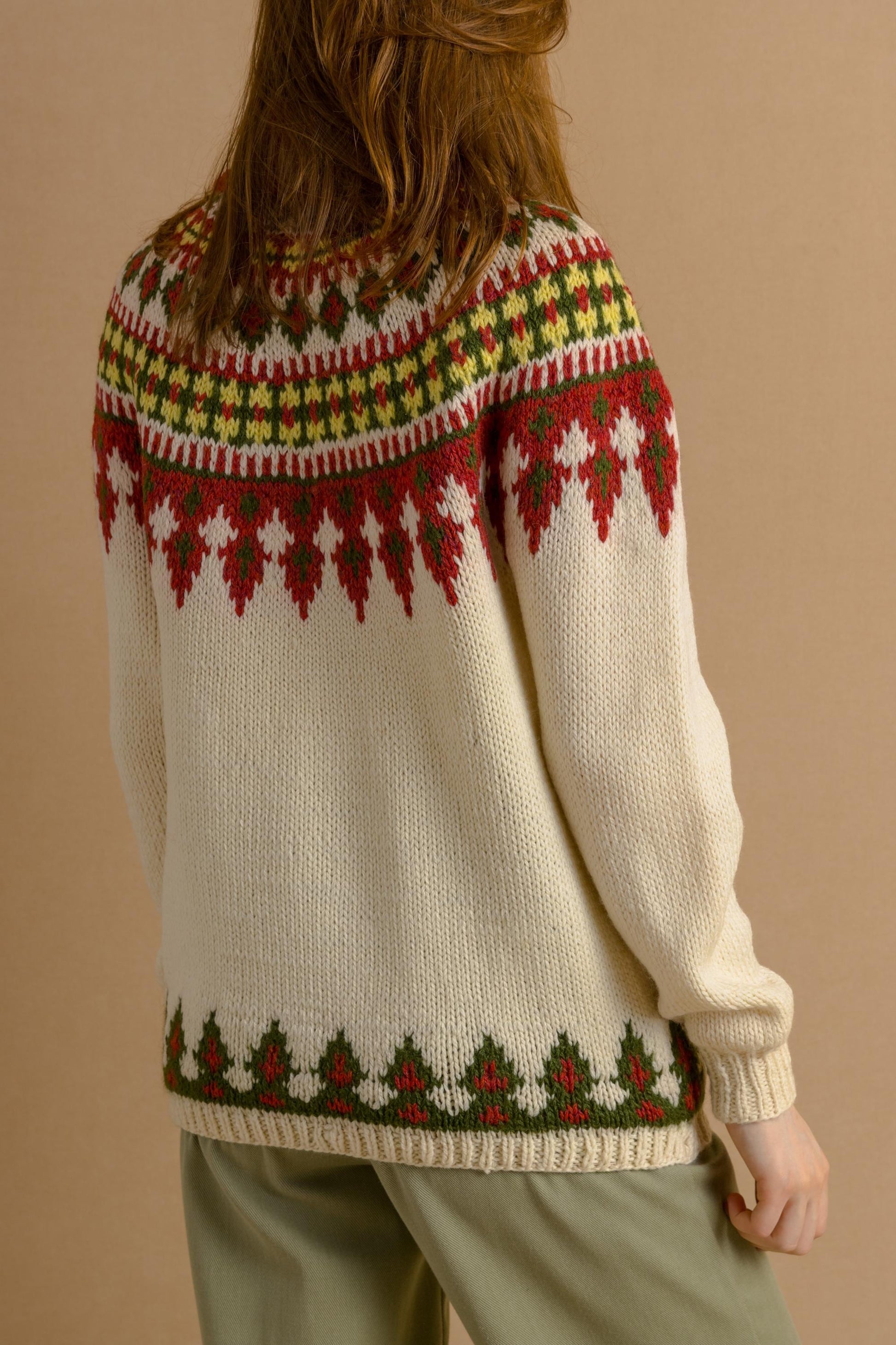 70s Vintage Norway Knitwear Abstract Ornament Wool Jumper Sweater/ Vintage Woman Fair Isle Wool Sweater size Small