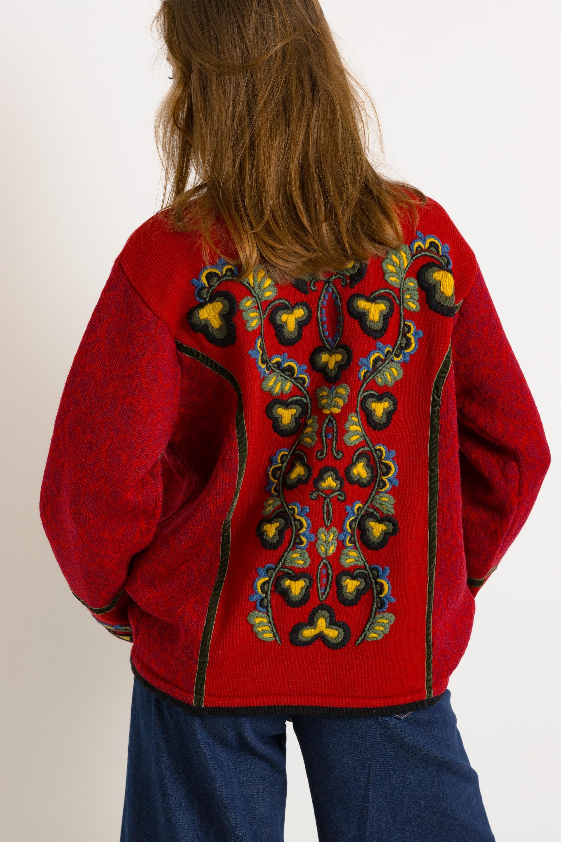 Original 1970s Tyrol Austrian/Bavarian Style Cardigan,Embroidered Folk/Cottagecore Knitwear/Jacket size Medium