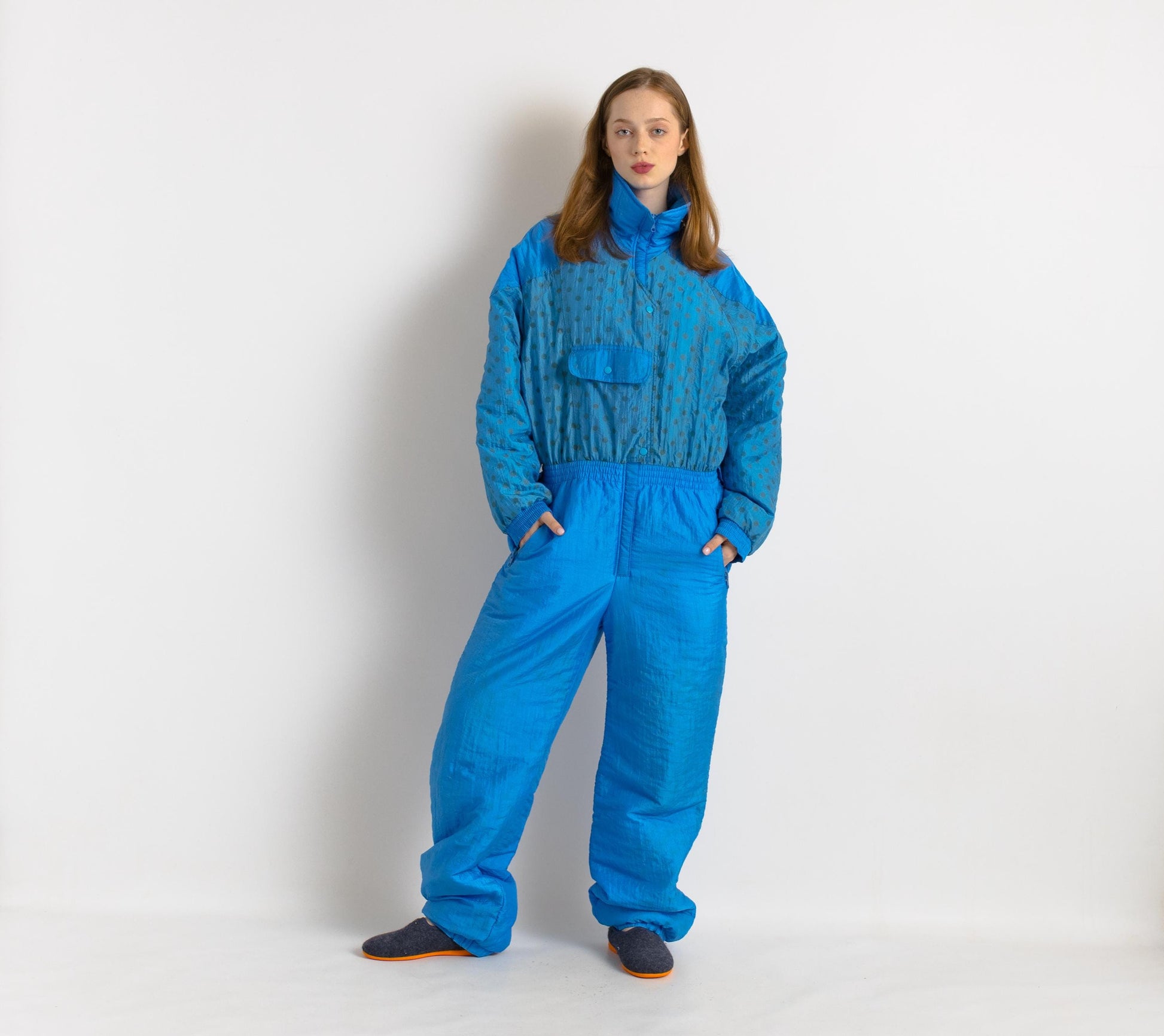 90s Vintage Vtg Rare Winter Blue Padded Lined with Elasticated Waist Overalls Winter Ski/ Vintage Winter Snow Suit for Women