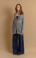 90s Vintage Wool Mohair Gray Buttons Oldschool Knitwear Sweater Oversized Pullover Cardigan size Small