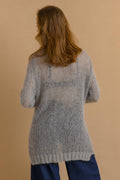 90s Vintage Wool Mohair Gray Buttons Oldschool Knitwear Sweater Oversized Pullover Cardigan size Small