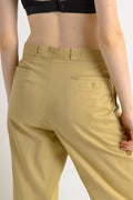 Beige Cargo Pants for Women, Cotton Straight Pull On Women Urban Trousers with Pockets, made in France Pants for Women