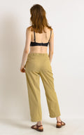 Beige Cargo Pants for Women, Cotton Straight Pull On Women Urban Trousers with Pockets, made in France Pants for Women