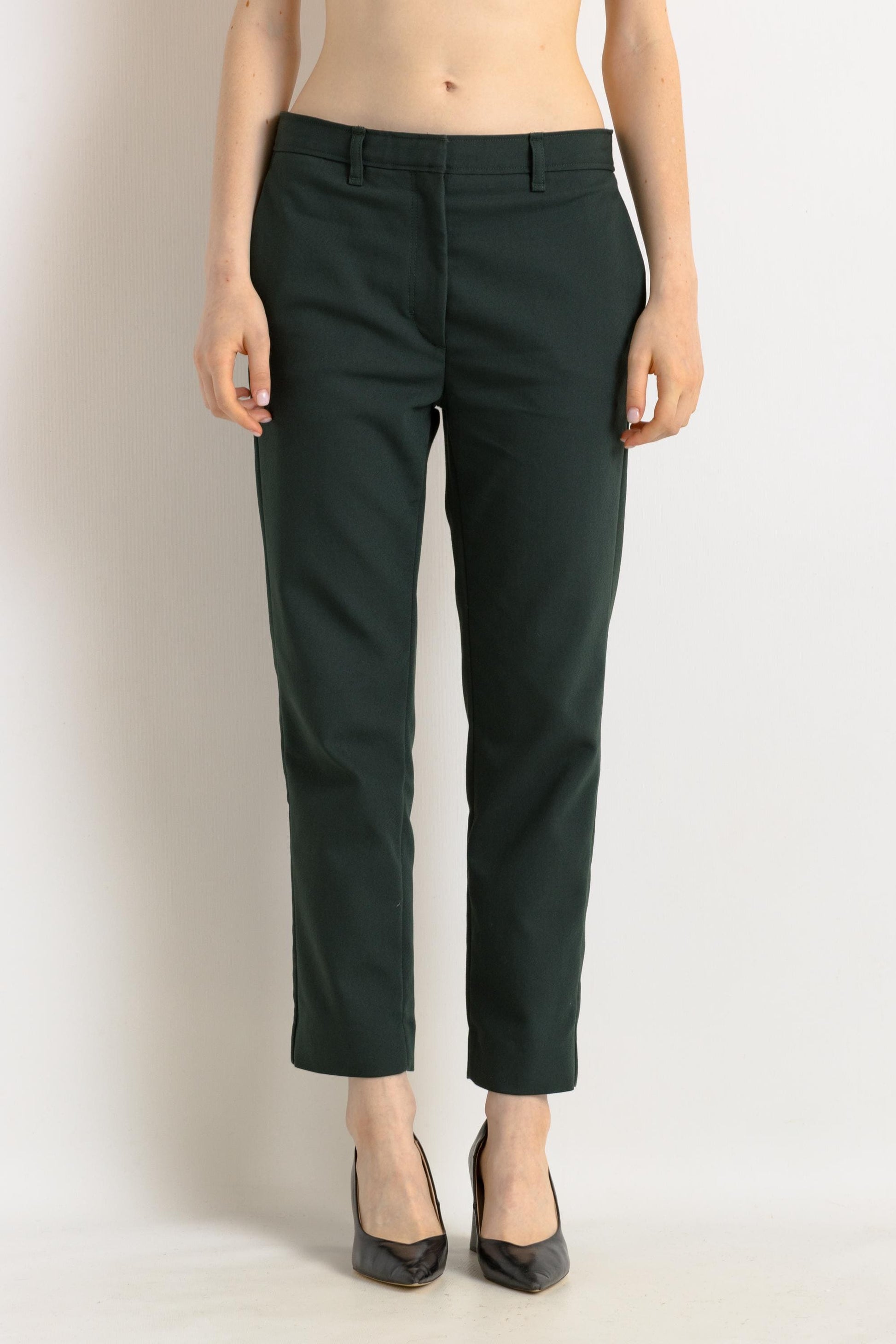 00s Preloved Woman COS green tapered pleated woman pants, 00s high waisted cotton trousers