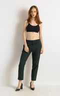 00s Preloved Woman COS green tapered pleated woman pants, 00s high waisted cotton trousers