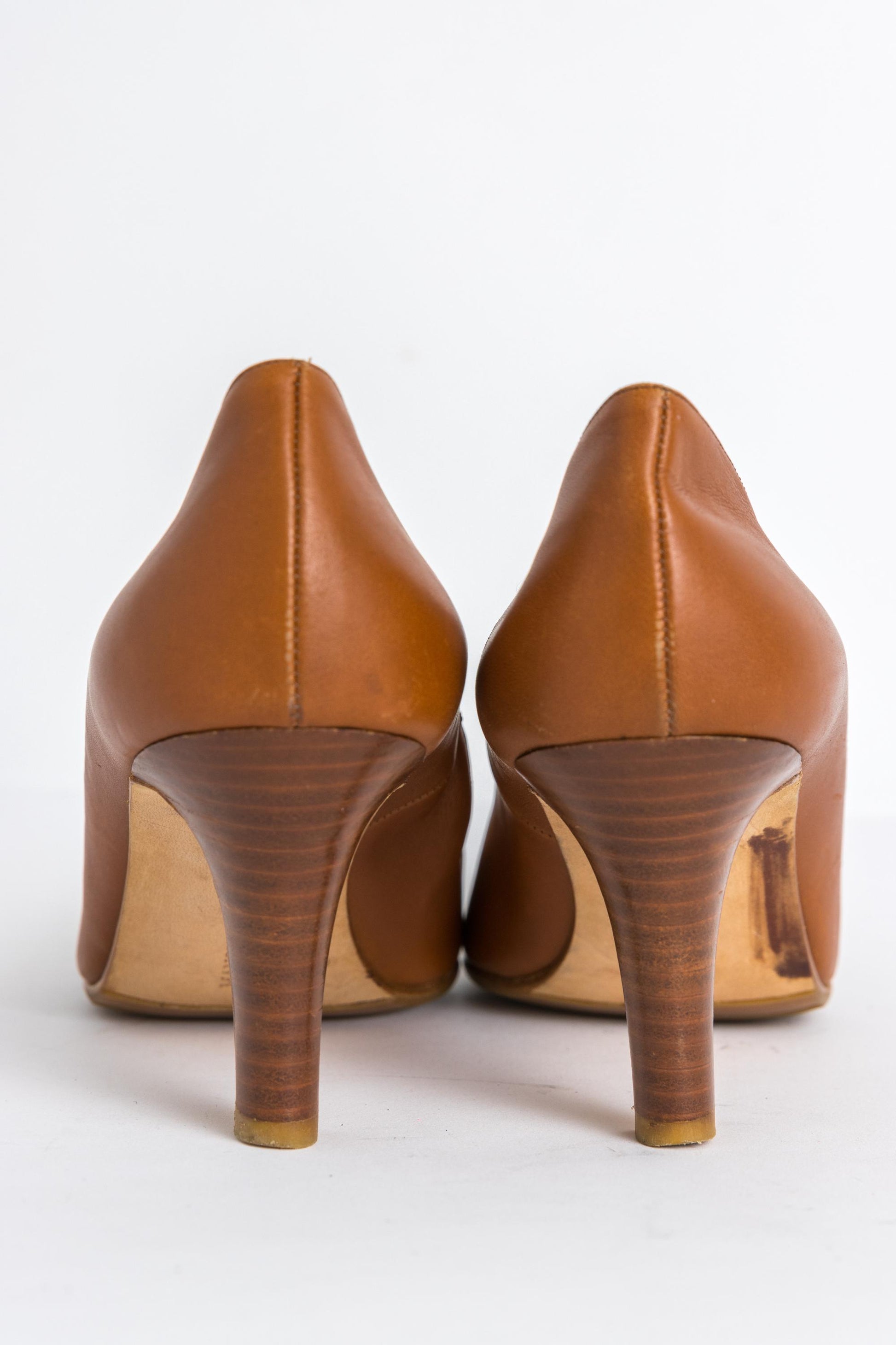 MANOLO BLAHNIK vintage 2000 high heel pumps- sand and tan leather-woman size 37 1/2