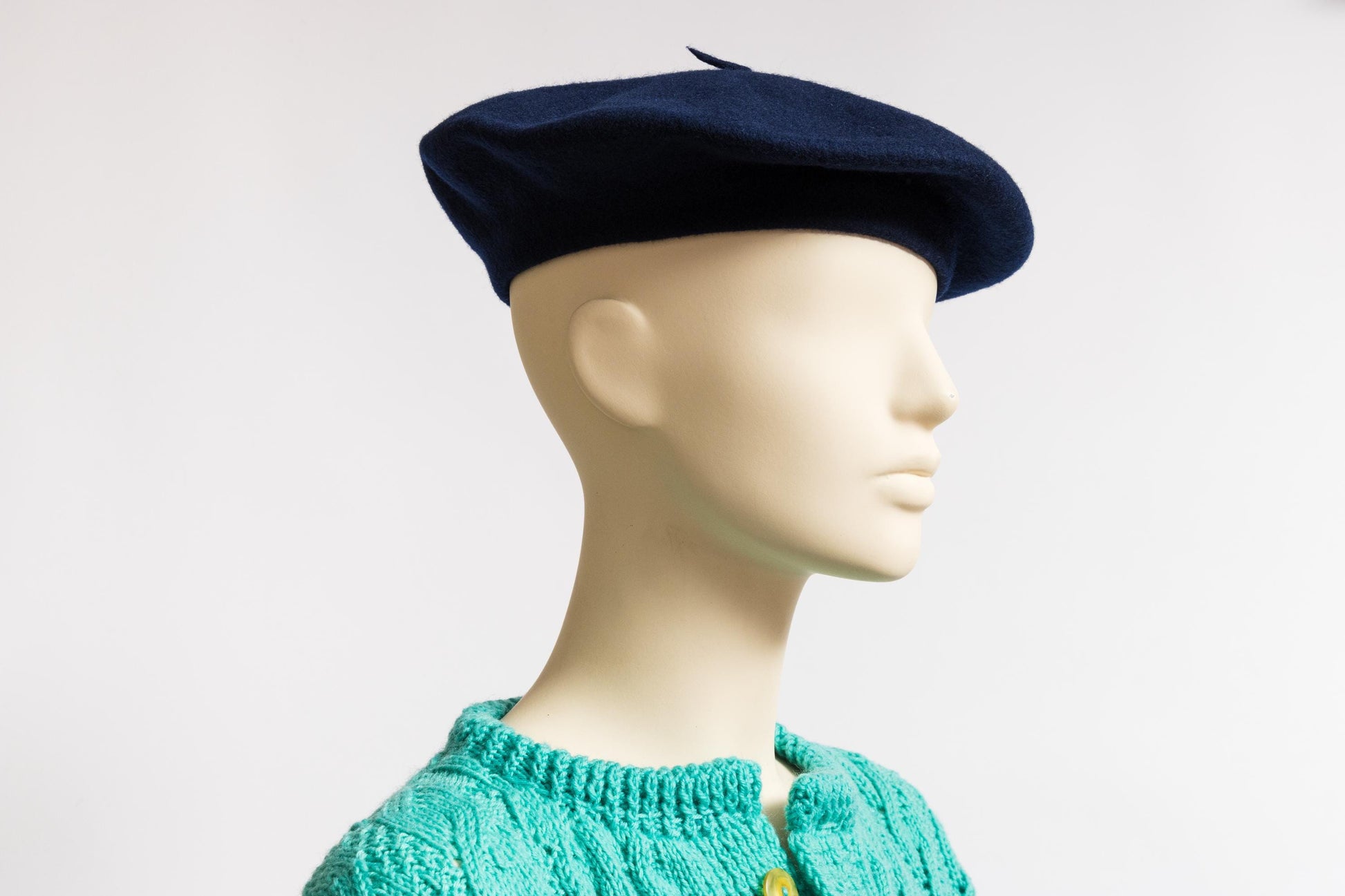 70s Vintage Style Woman Retro 100% Wool Hat 7687/ Vintage Woman Navy Blue Beret/ Retro Woman Der Beret size Small