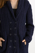 Vintage Oldschool Irish Wool Scandi Knitwear Handknitted Buttons Up Wool Sweater Cardigan/ Fisherman Aran Blue Cardigan