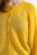 Vintage 1980s Yellow Wool Blend Crew-Neck Cardigan | Medium Large Womenswear Preloved Clothing Buttons Up Jacket