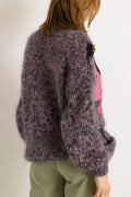 80s Vintage Fuzzy Knit 100% Wool Relaxed Handknitted Buttons Up Cardigan Jacket