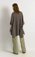 Brown Cashmere and Wool Woman Poncho Short Sleeved Jumper Top Womenswear