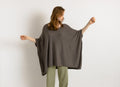 Brown Cashmere and Wool Woman Poncho Short Sleeved Jumper Top Womenswear