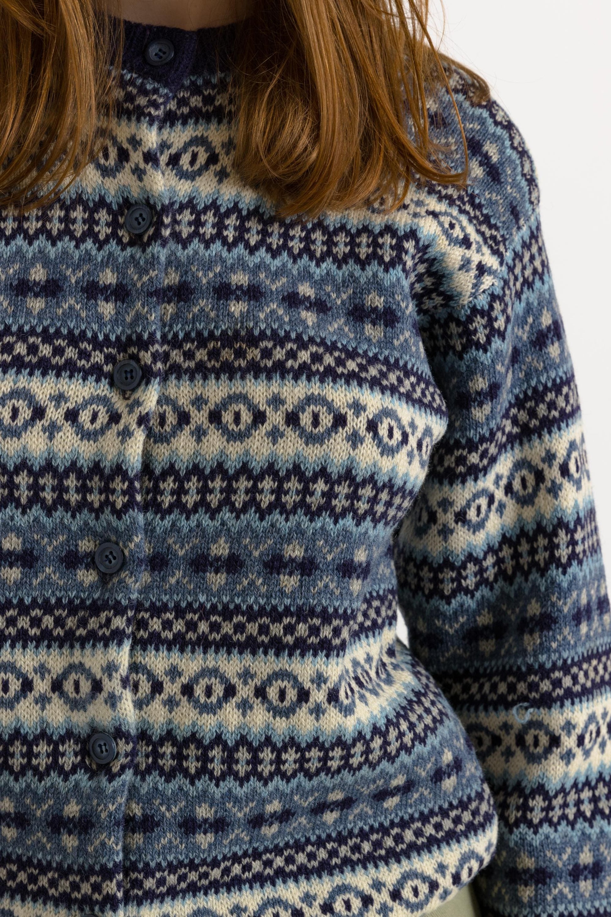 90s Vintage Wales Knitwear Blue Abstract Ornament Wool Sweater, Woman Wool Sweater size Small, Made in Wales Sweater, 90s Cardigan