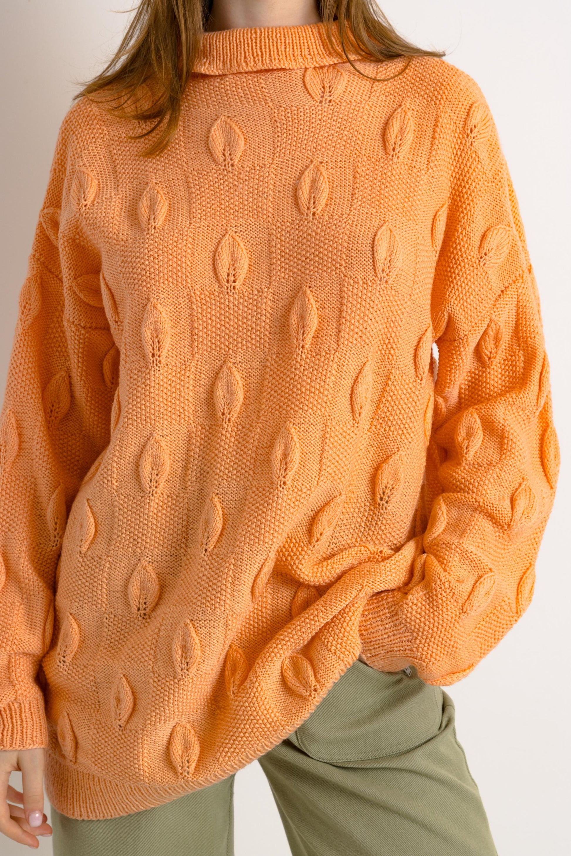 80s Vintage Vtg Turtleneck Cosby Cozy Orange Pullover Jumper Top Sweater Size Medium/ Vintage Woman Cosby Jumper/ Vintage Woman Clothing