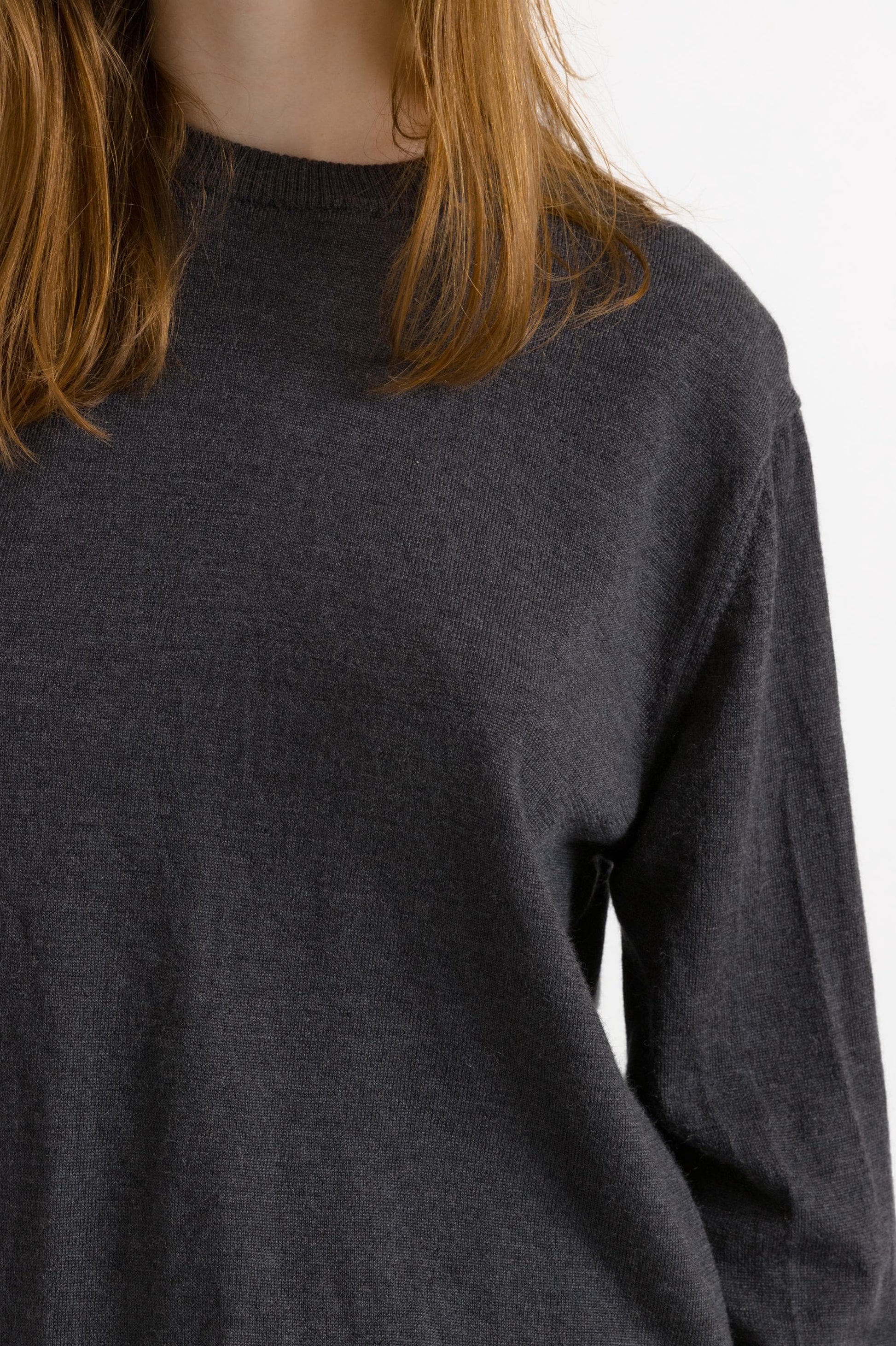 Gray wool pullover top, Knitted minimal scandi woolen sweater, Merino yarns women knitwear, High quality hand knit sweater top