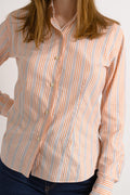 Woman Vintage Preloved Andrea Finamore Striped Classic Blouse Shirt size Small