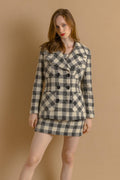 80s Vintage All in One Woman Black Checked Suit Pencil Dress and Long Sleeves Blazer size Small/ Vintage Woman Clothing