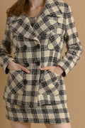 80s Vintage All in One Woman Black Checked Suit Pencil Dress and Long Sleeves Blazer size Small/ Vintage Woman Clothing