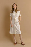 Midi dress MOD 60s dress / vintage midi dress / short sleeved dress / buttoned on the front