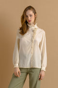 Ivory Vintage Blouse Victorian Style Renaissance Blouse Austrian Blouse Embroidered Cottagecore