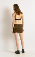 Y2K Women's ISABEL MARANT Mini Dark Brown Corduroy Skirt Pink Size 34