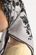 100% Silk Scarf Square Big Black Florals Silk Bandana Pure Silk Neck Hair Scarf Silk All Season Gift