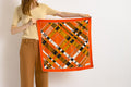 100% Silk Scarf Square Big Orange Abstract Pattern Silk Bandana Pure Silk Neck Hair Scarf Silk All Season Gift