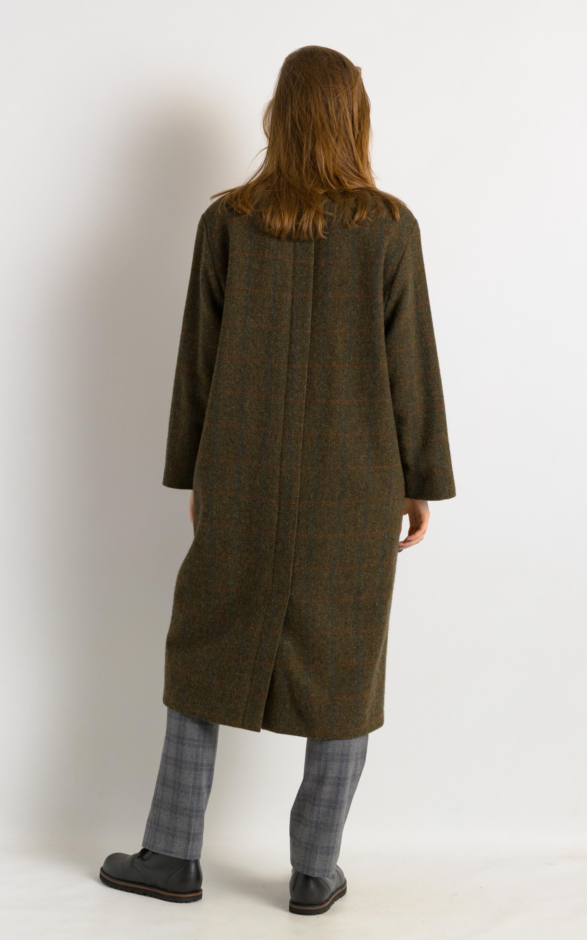 Tweed Wool Coat /Vintage 60's Button Wool Pocket Coat - Size Small 4953/ Vintage Woman Tweed Khaki Coat/ Woman Tweed Jacket 60s Vintage