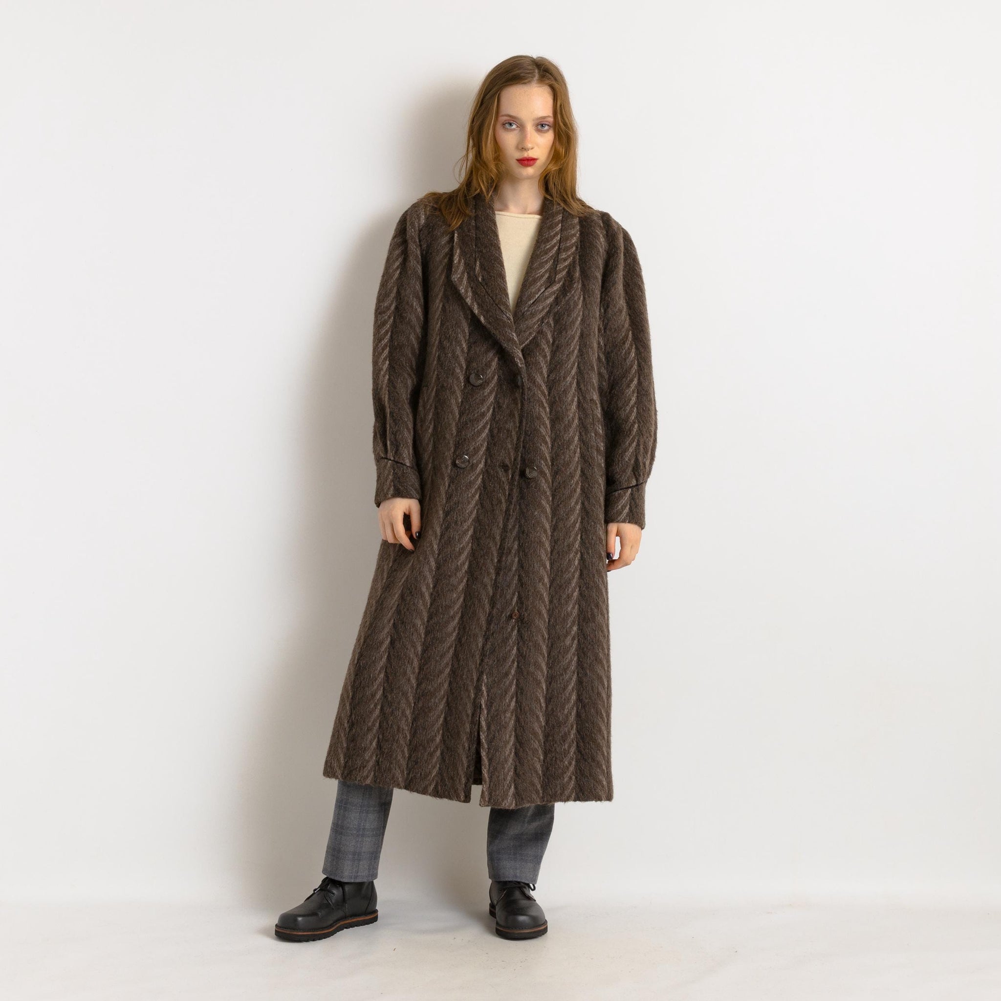 70s Woman Alpaca Mohair Coat Women Vintage 80s winter coat long wool coat outerwear maxi winter coat vintage clothing size Medium