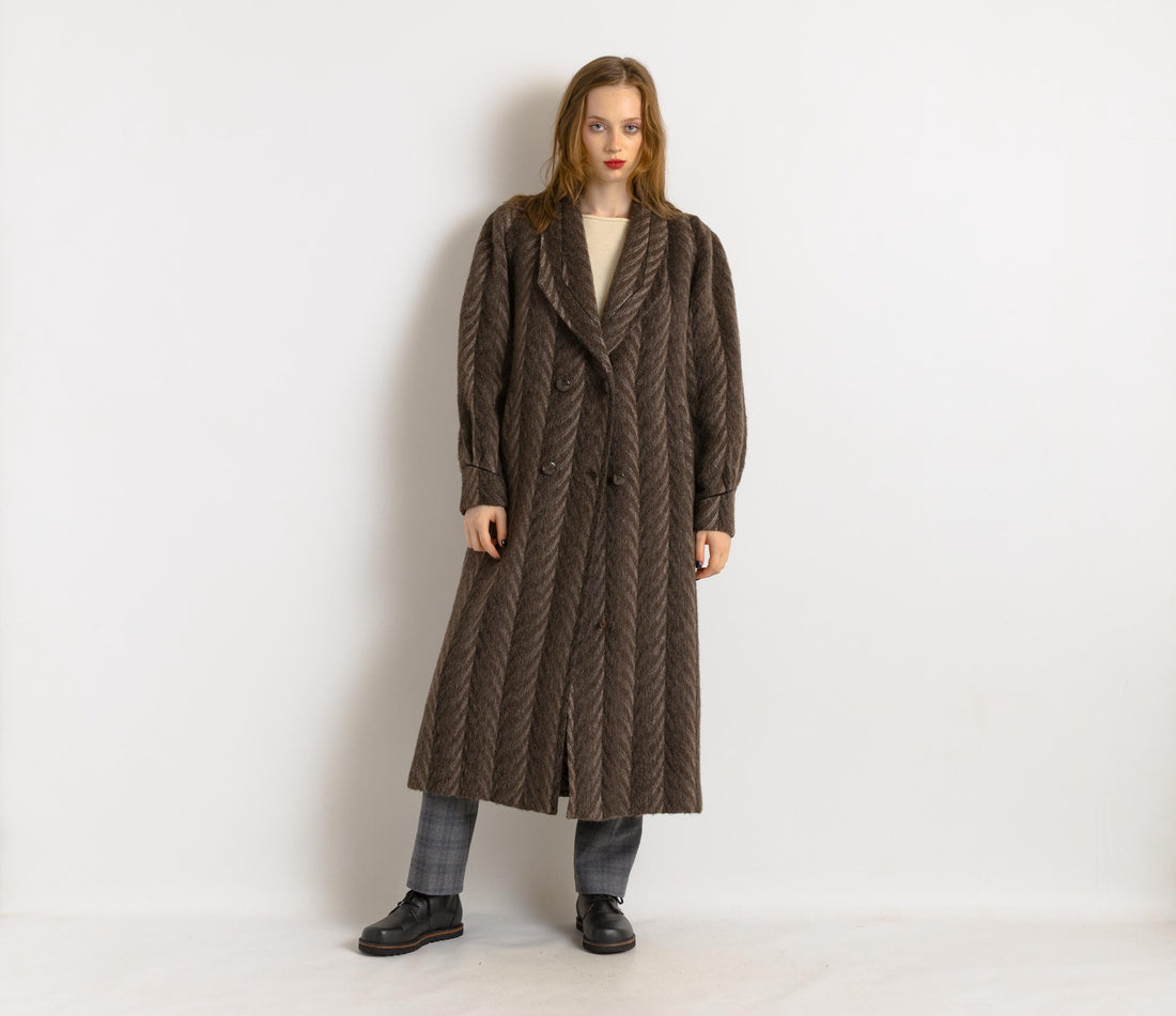 70s Woman Alpaca Mohair Coat Women Vintage 80s winter coat long wool coat outerwear maxi winter coat vintage clothing size Medium