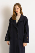 80s Woman Navy Blue Lambswool Coat Women Vintage 80s winter coat long wool coat outerwear maxi winter coat vintage clothing size Medium