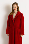 80s Women Red Woolmark Wool Coat women vintage 80s winter coat long trench coat outerwear maxi winter coat vintage clothing size Medium