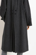 70s Vintage Vtg Rare 80% Wool Long Sleeve Austrian Dark Grey Maxi Buttons Up Long Style Coat 2759 Girlfriend Gift