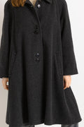 80s Vintage Vtg Rare 80% Wool Long Sleeve Dark Grey Midi Buttons Up Long Style Coat 3068 Girlfriend Gift