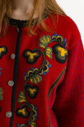 Original 1970s Tyrol Austrian/Bavarian Style Cardigan,Embroidered Folk/Cottagecore Knitwear/Jacket size Medium