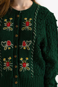 Original 1970s Tyrol Austrian/Bavarian Style Cardigan,Embroidered Folk/Cottagecore Knitwear/Jacket size Medium