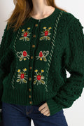 Original 1970s Tyrol Austrian/Bavarian Style Cardigan,Embroidered Folk/Cottagecore Knitwear/Jacket size Medium