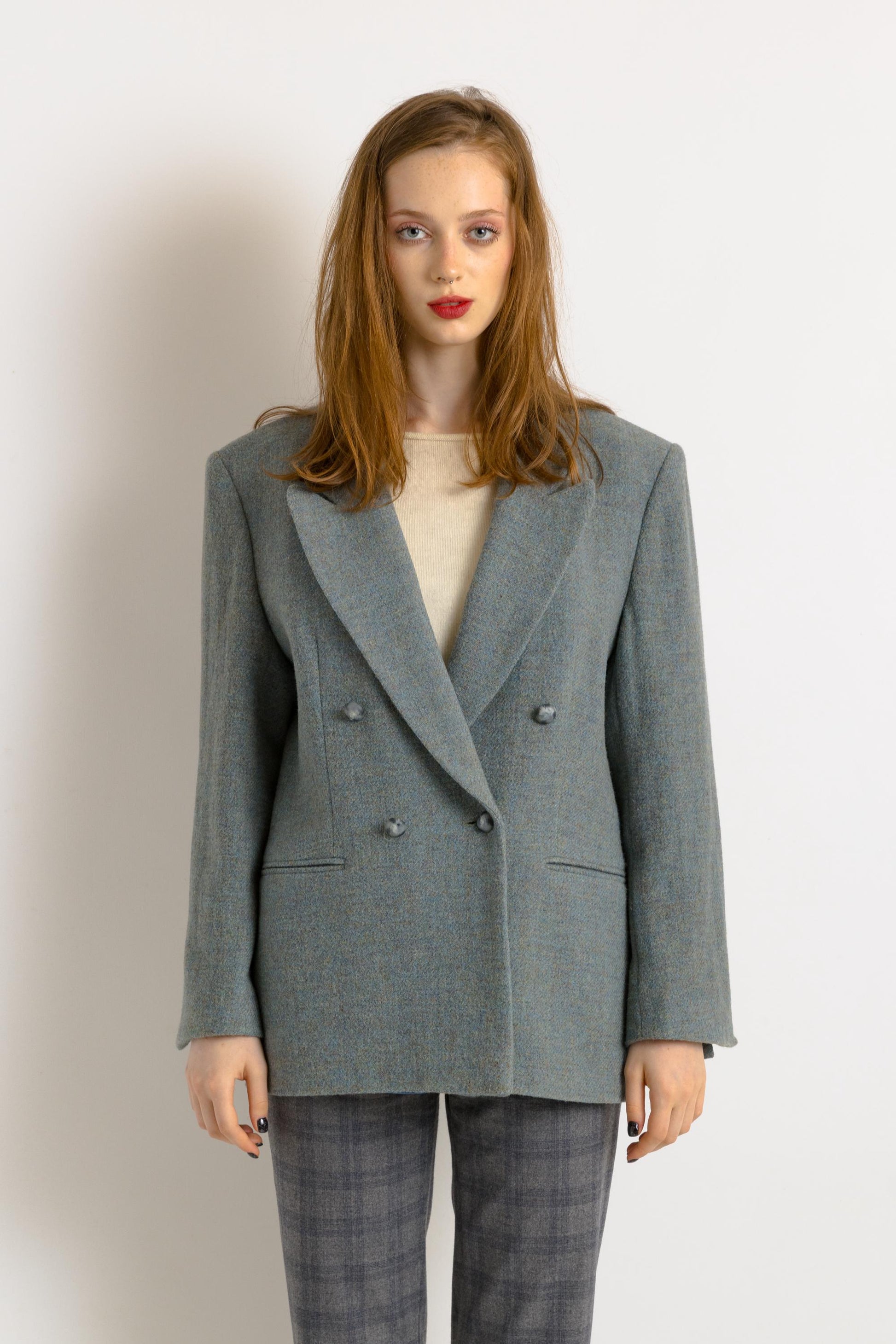 70s Tweed Wool Jacket /Vintage 70's Button Wool Pocket Blazer - Size Medium/ Vintage Woman Tweed Blazer/ Woman Tweed Jacket 60s Vintage