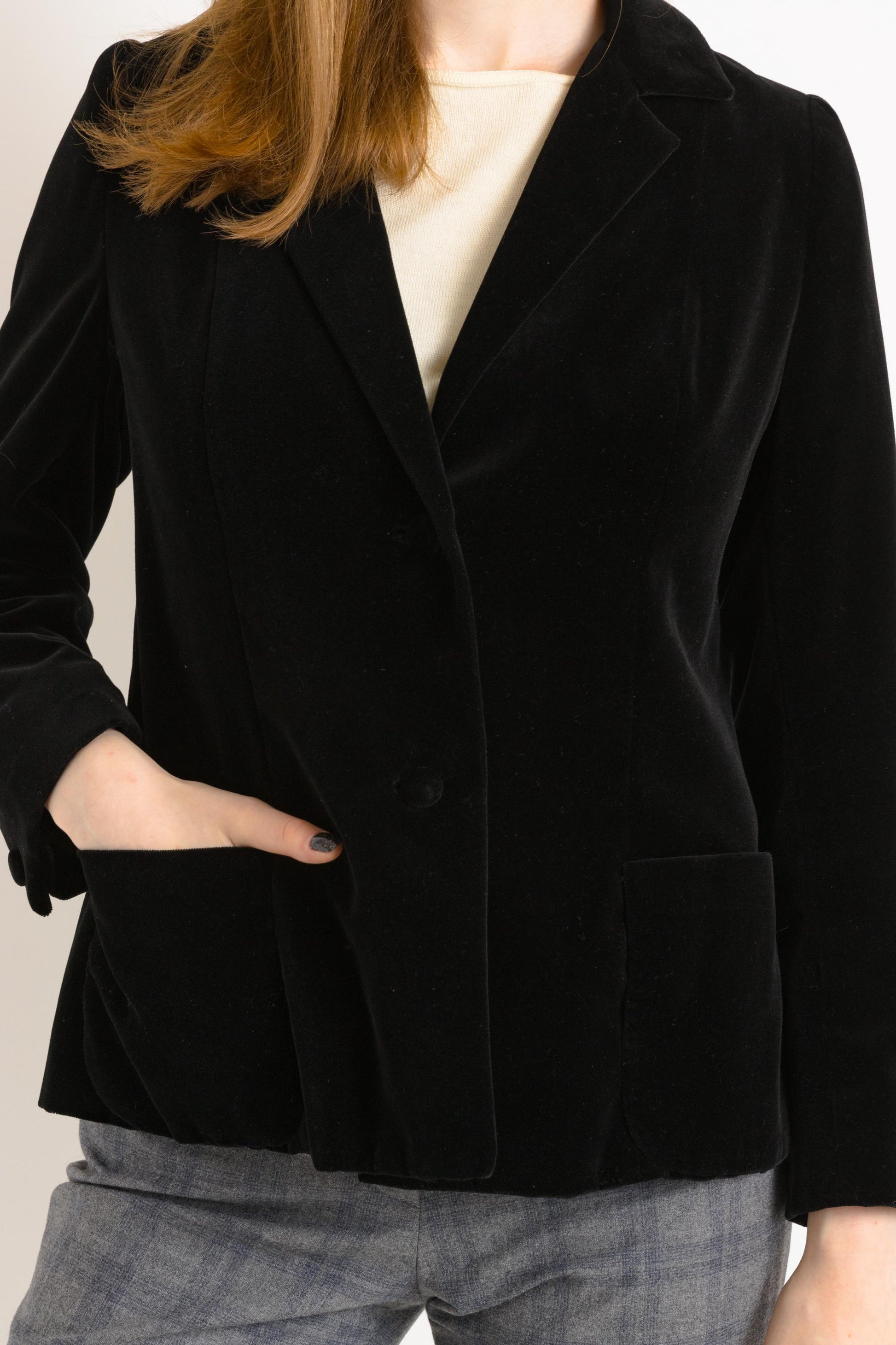 70s Vintage Vtg Rare Velor Lined Black Long Maxi Spring Blazer Outwear Jacket Girlfriend Gift Present Vintage size S Small