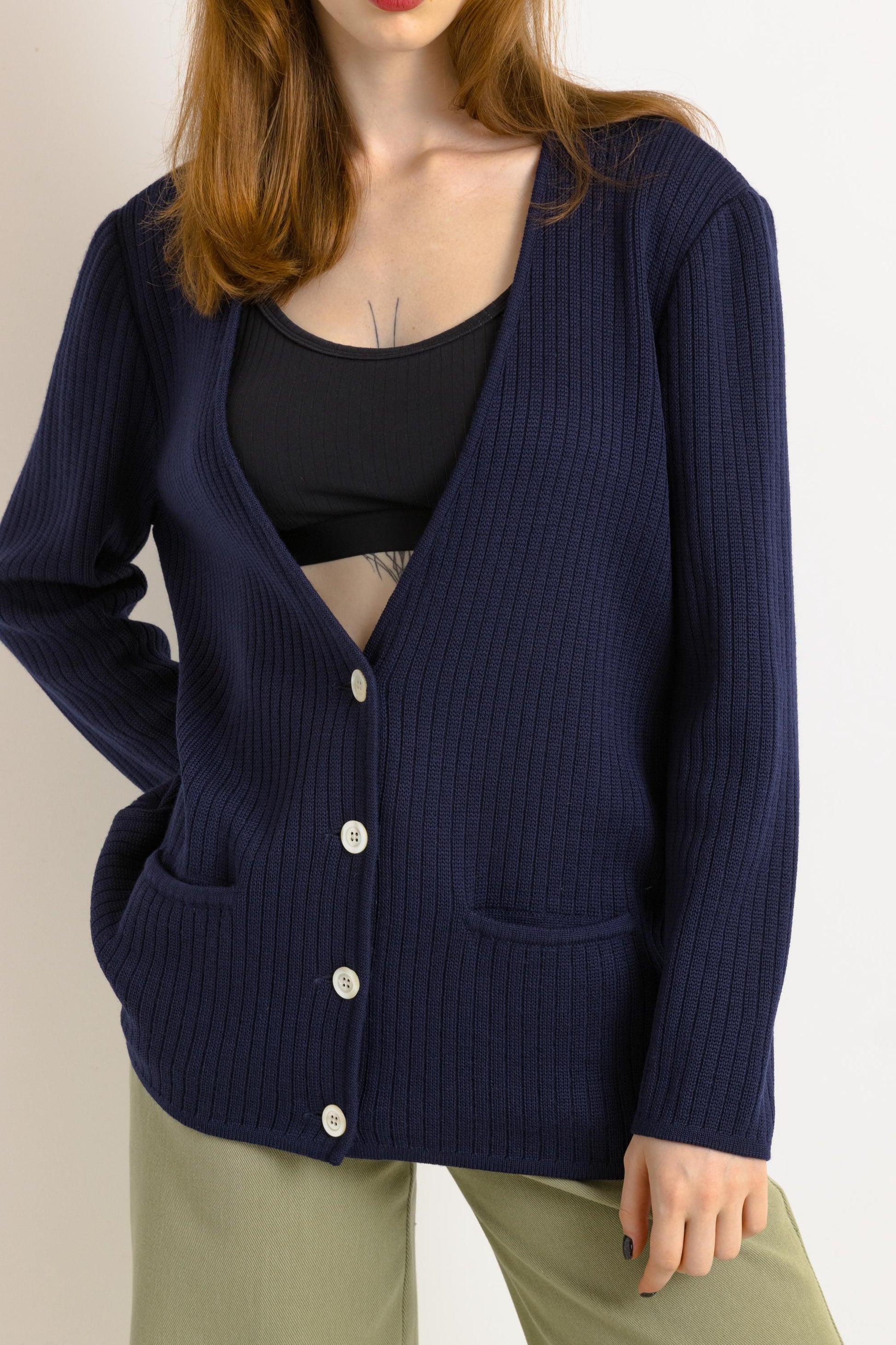 Vintage VALENTINO Cardigan Women's Size Small authentic retro luxury button wool streetwear navy blue v-neck jumper cardigan