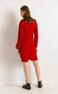 Christian Dior Boutique suit, 80s red wool high waisted pencil skirt suit with buttons, elegant Dior jacket and skirt set