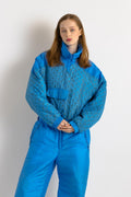 90s Vintage Vtg Rare Winter Blue Padded Lined with Elasticated Waist Overalls Winter Ski/ Vintage Winter Snow Suit for Women