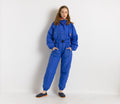 90s Vintage Vtg Rare Winter Blue Padded Lined with Elasticated Waist and Belt Overalls Winter Ski/ Vintage Winter Snow Suit for Women