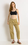 Beige Cargo Pants for Women, Cotton Straight Pull On Women Urban Trousers with Pockets, made in France Pants for Women