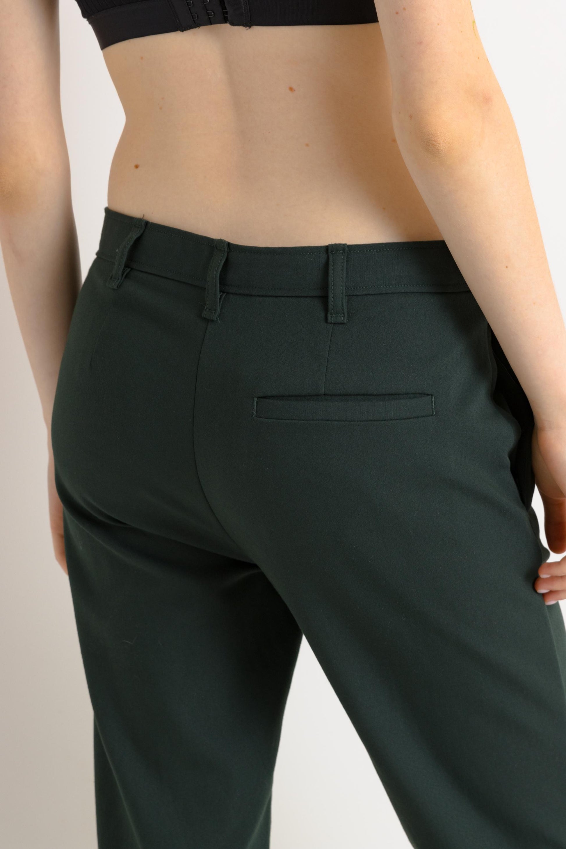 00s Preloved Woman COS green tapered pleated woman pants, 00s high waisted cotton trousers