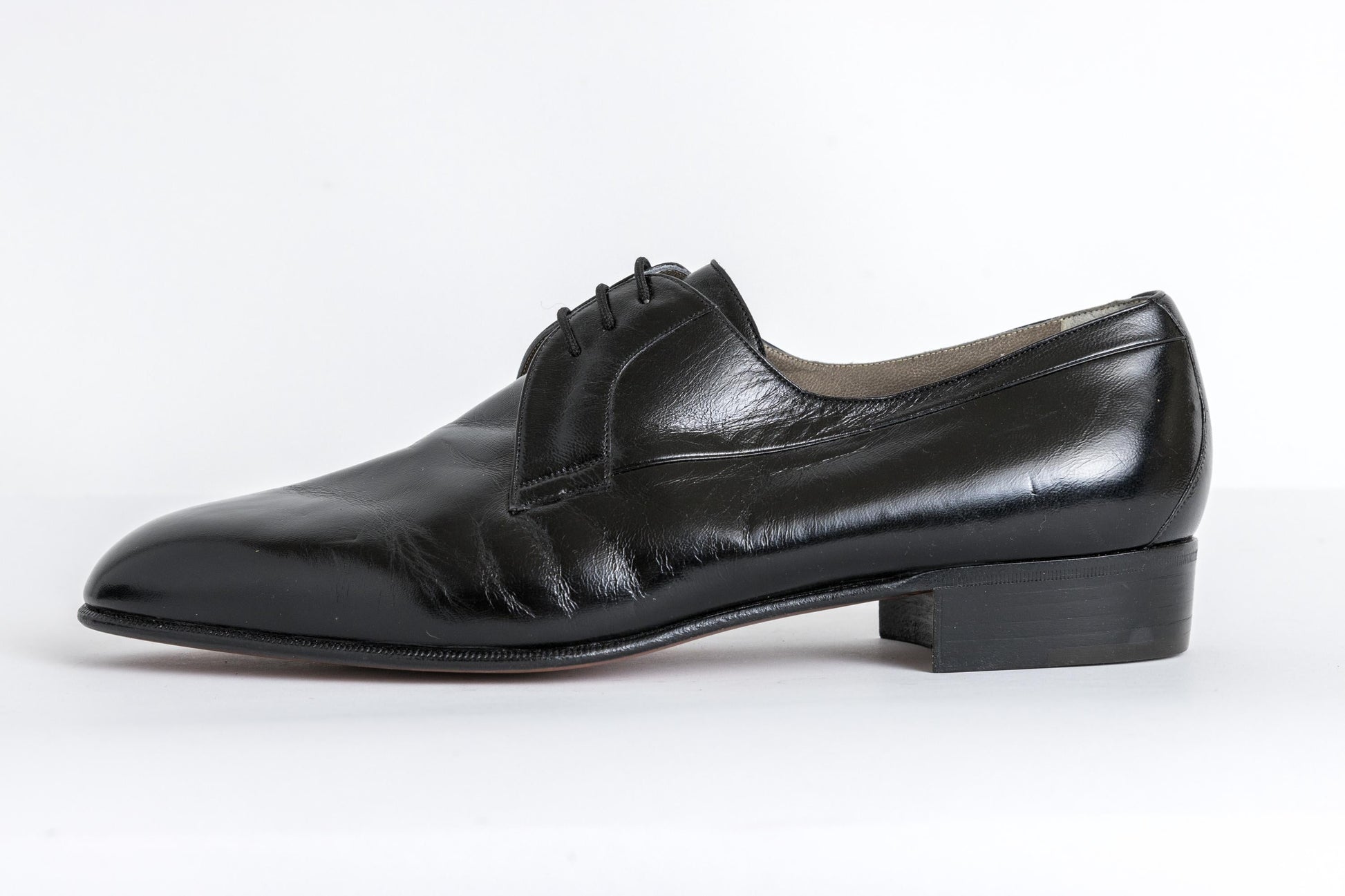 Size 8 Men's Vintage Fratelli Zanin Black Leather Oxfords | Square Toe Leather Shoes | 40.5 41