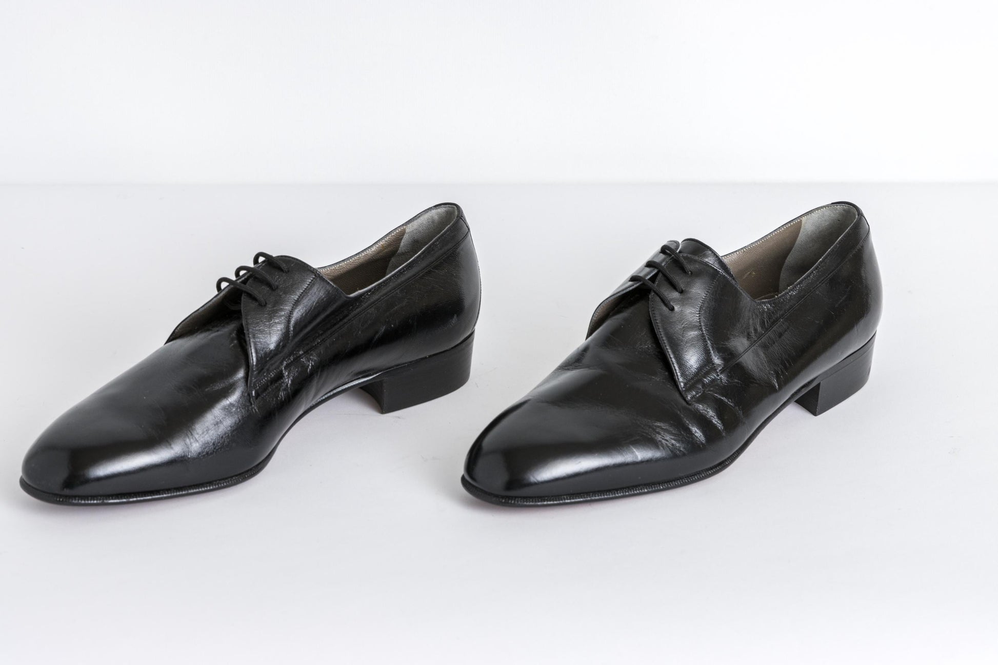 Size 8 Men's Vintage Fratelli Zanin Black Leather Oxfords | Square Toe Leather Shoes | 40.5 41