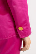 YVES SAINT LAURENT suit, 80s pink high waisted pencil skirt suit with buttons, elegant Ysl jacket and skirt set.