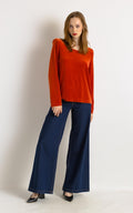 Sonia Rykiel Sweatshirt -Orange Velvet -Fit S / M- UK 8 / 12