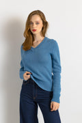 90s Vintage 100% Lambswool V Neck Blue SHETLAND Sweater Jumper Top Girlfriend Present Womans Wear Vintage Clothes 4873 Girlfriend Gift